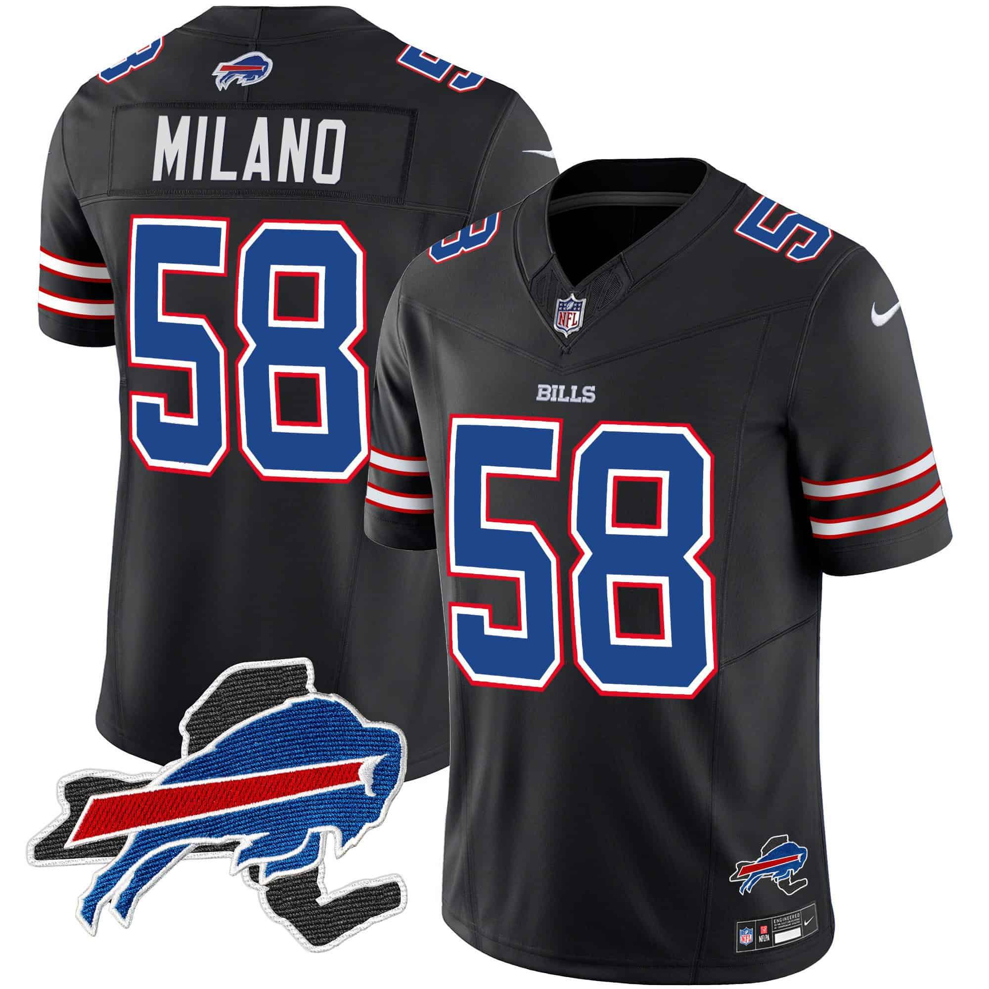 Men Buffalo Bills #58 Milano Black 2024 Nike Patch Vapor Limited NFL Jersey style 1